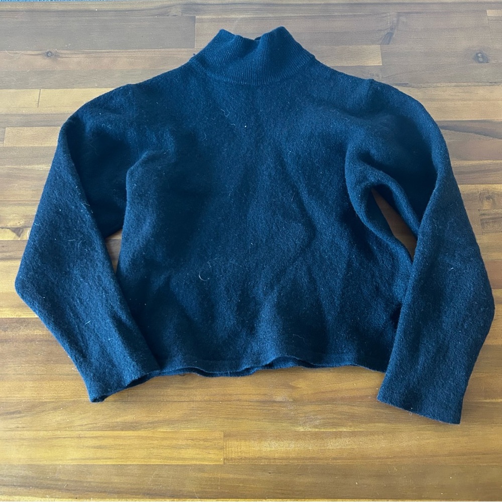 Henri Bendel Black Cowl Turtleneck Sweater